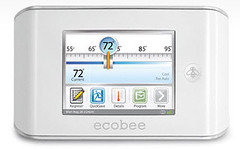An Ecobee Smart Air Conditioning Thermostat displaying the temperature as 72 degrees