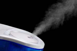 An air purifier with steam coming out