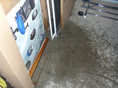 Water leaking on cement floor 